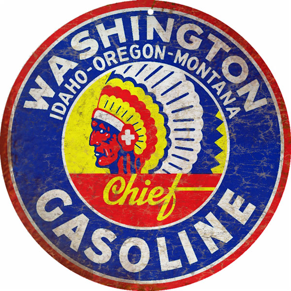 Washington Gasoline Chief Station Vintage Style Metal Sign 14 x 14