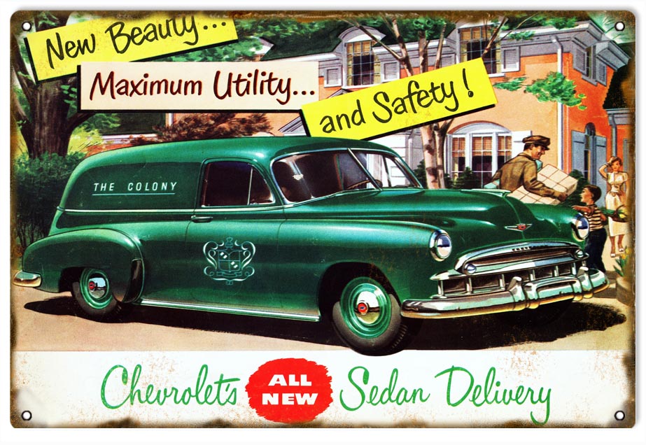 The Colony Chevrolet Sedan Vintage Style Metal Sign 12 x 18