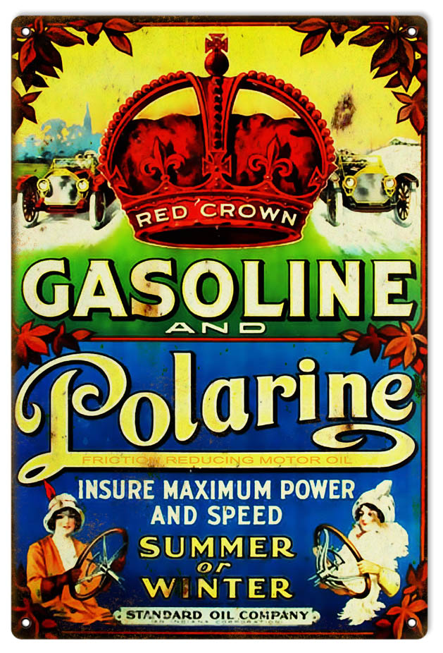 Red Crown Gasoline Vintage Style Metal Sign 12 x 18