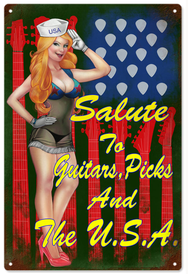 Guitars Picks USA Pin Up Girl 12x18