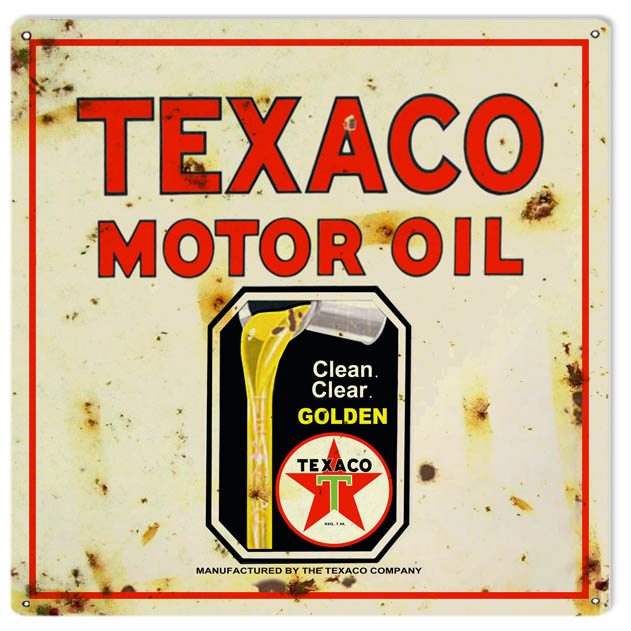 Texaco Golden Motor Oil Vintage Style Metal Sign 12 × 12