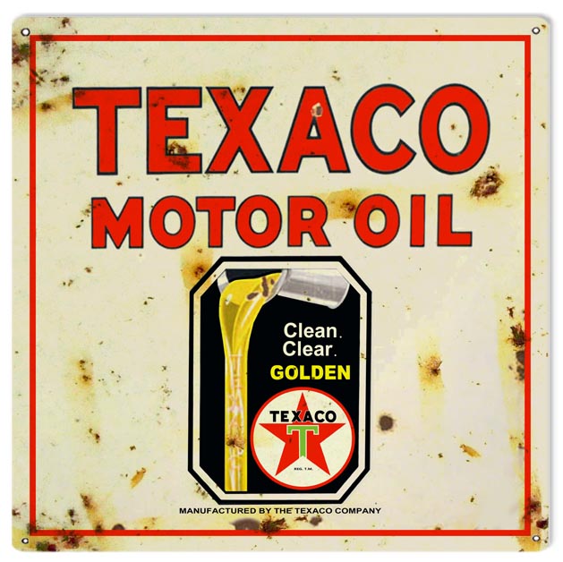 Texaco Golden Motor Oil Vintage Style Metal Sign 16 × 16