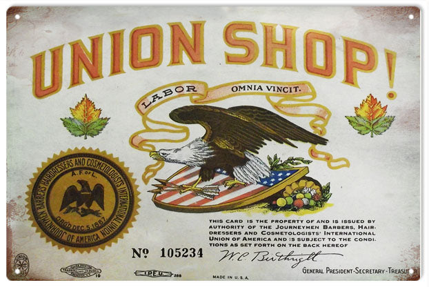 Union Shop Barber Shop 12x18