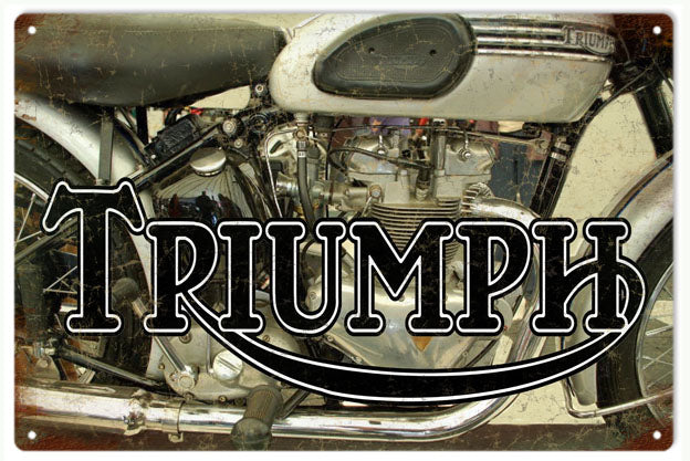 Old British Triumph Motorcycle Vintage Style Metal Sign 12 x 18