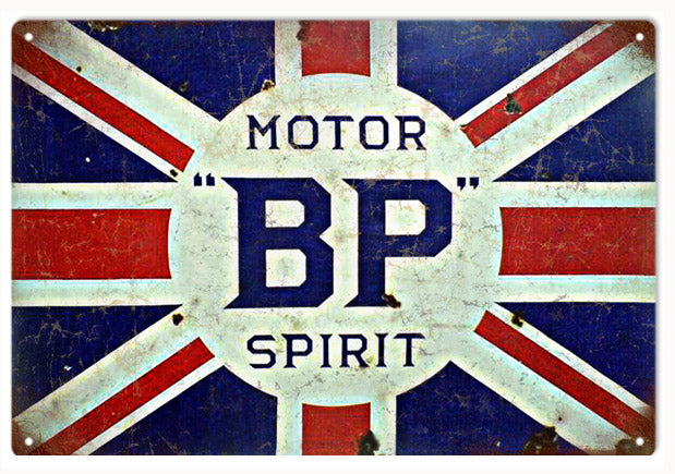 BP Motor Spirit With British Flag 12x18