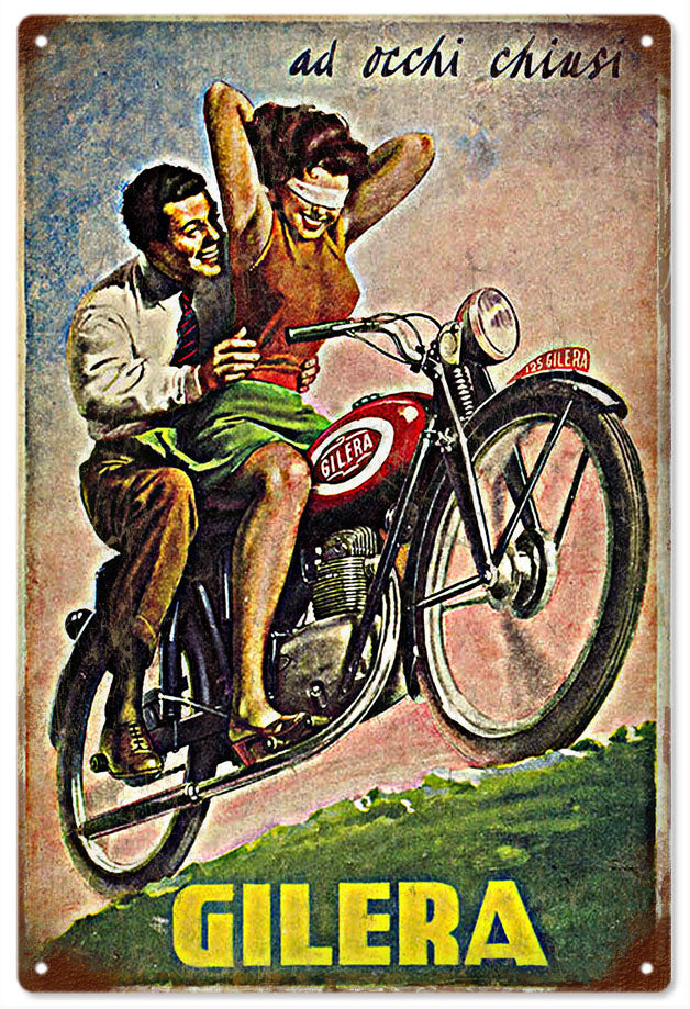 Gilera Motorcycle Vintage Style Metal Sign 12 x 18