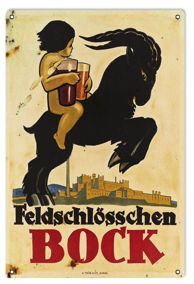 Feldschlosschen Bock Beer Vintage Style Metal Sign 12 x 18
