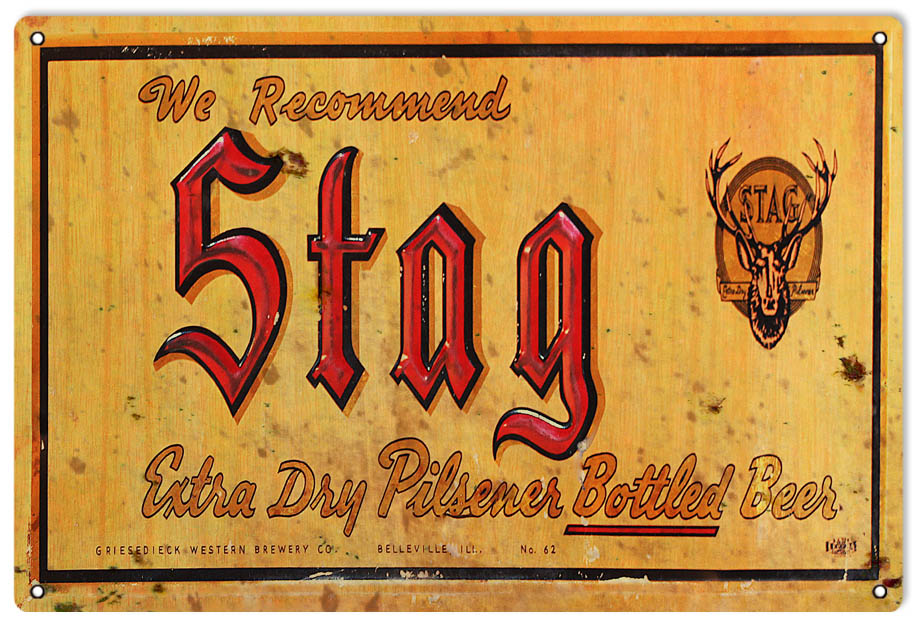 Stag Pilsner Bottle Beer Vintage Style Metal Sign 12 x 18