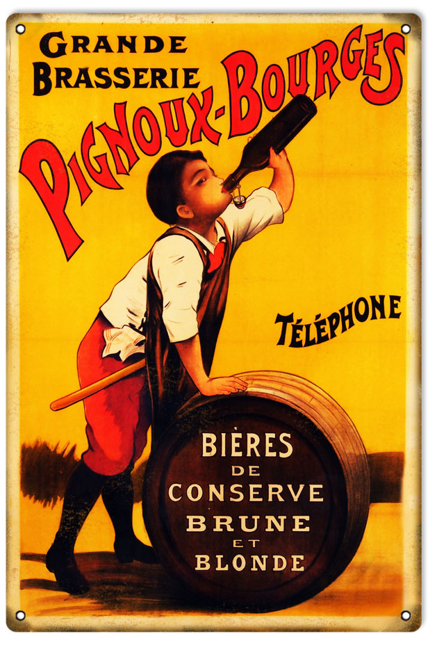 Brasserie Pignoux Bourges Beer Vintage Style Metal Sign 12 × 18
