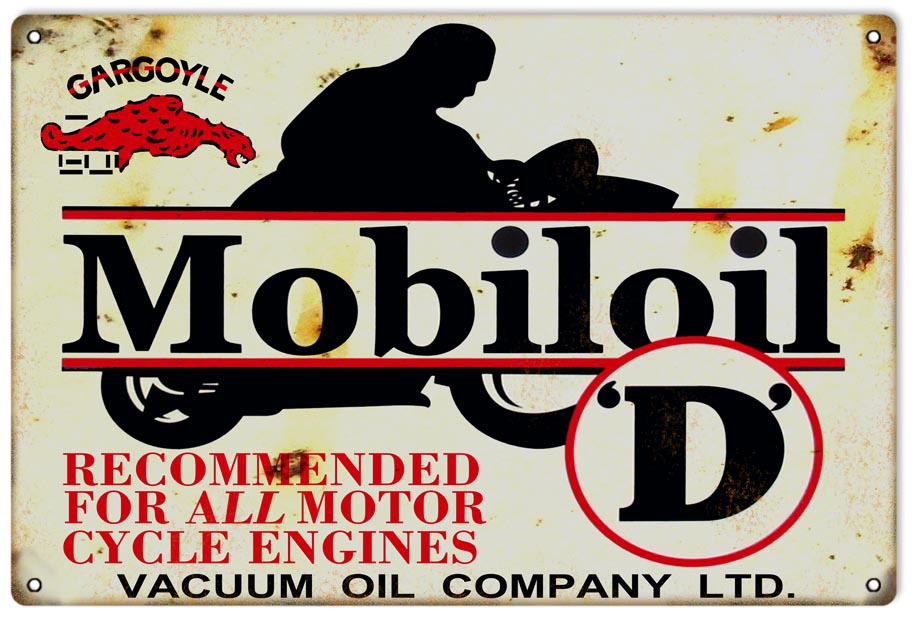 Mobiloil D Vintage Style Metal Sign 12 x 18