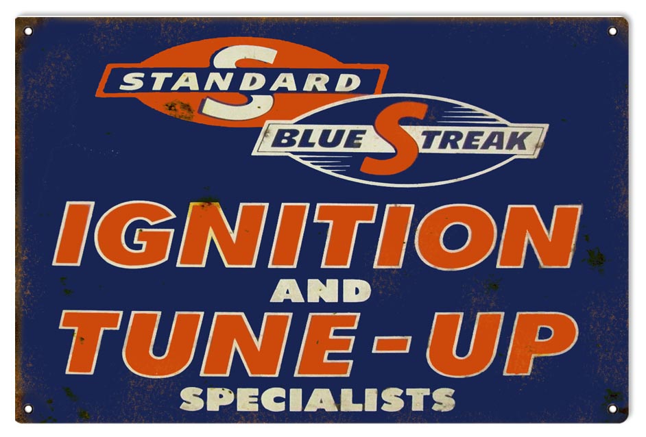 Standard Blue Streak Motor Oil Vintage Style Metal Sign 12 x 18