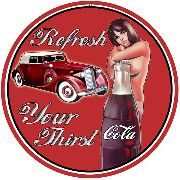 Cola Refresh Pin Up Girl Bar 14x14