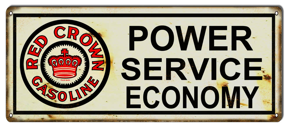 Red Crown Gasoline Vintage Style Metal Sign 8 X 24