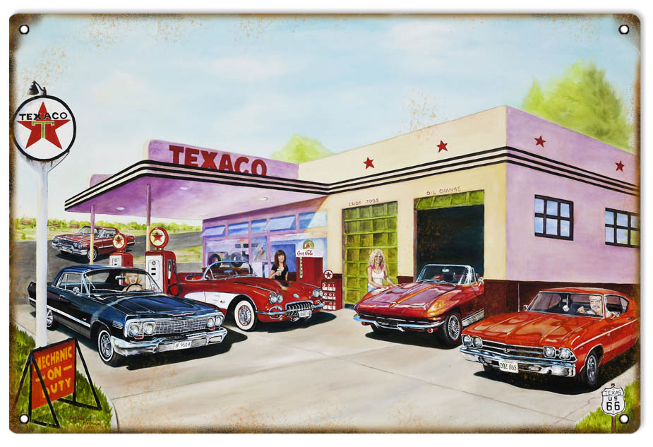 Texaco Mechanic On Duty Vintage Style Metal Sign 12 x 18