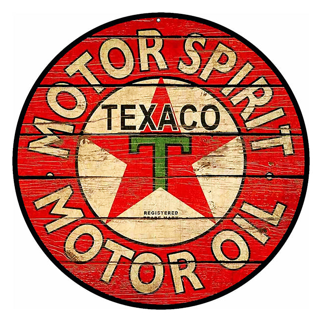 Texaco Motor Spirit Vintage Style Metal Sign 14 x 14