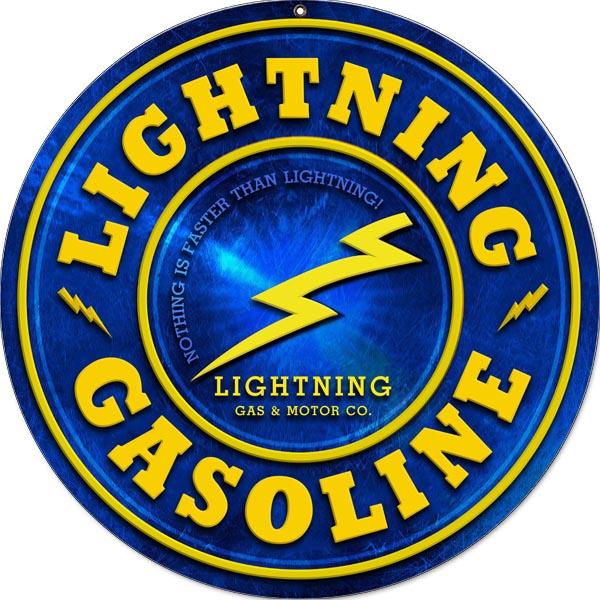 Lightning Gasoline Vintage Style Metal Sign 18 x 18