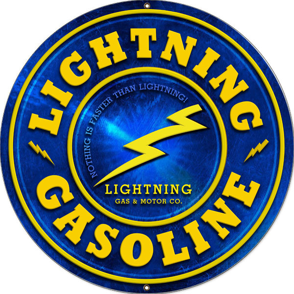 Lightning Gasoline Vintage Style Metal Sign 24 x 24