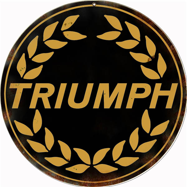 Triumph Motorcycle Gold Vintage Style Metal Sign 24 x 24