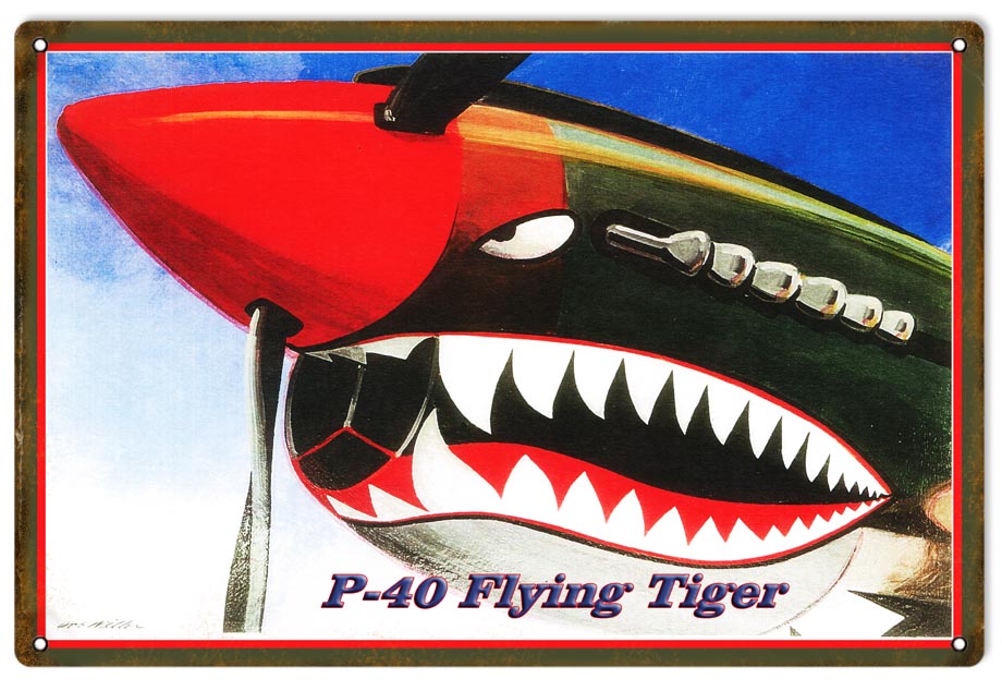 Curtiss P-30 Flying Tiger Vintage Style Metal Sign 12 × 18