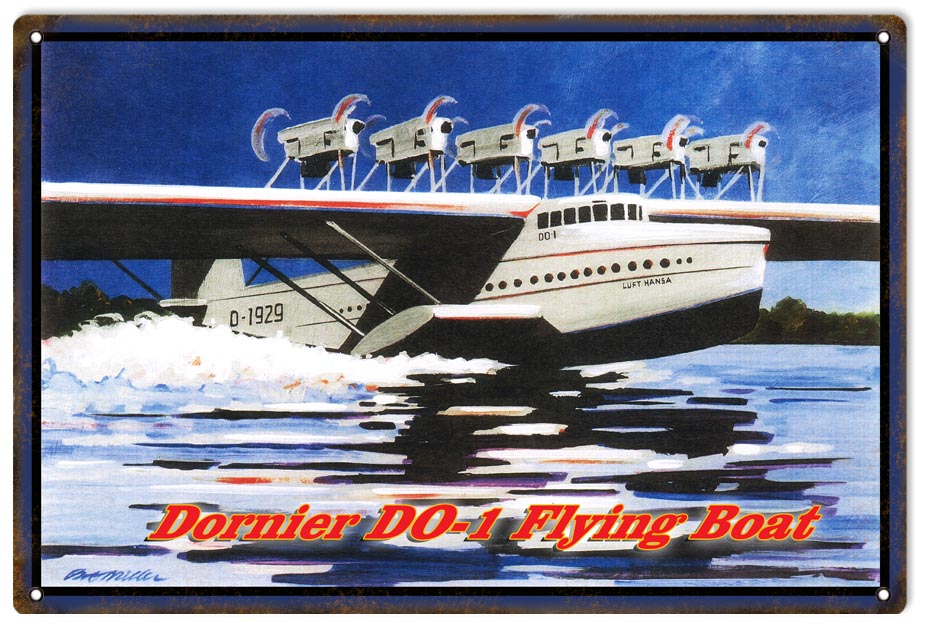 Dornier DO-1 Flying Boat Vintage Style Metal Sign 12 × 18
