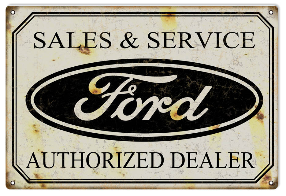 Ford Sales & Service Dealer Vintage Style Metal Sign 16 x 24
