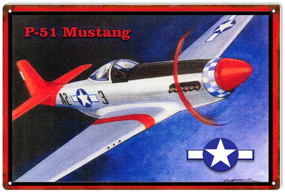 P-51 Mustang Red-Tail 12×18