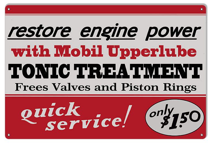 Quick Service Tonic Treatment Mobil Vintage Style Metal Sign 12 X 18