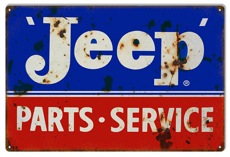 Blue And Red Jeep Parts 12x18