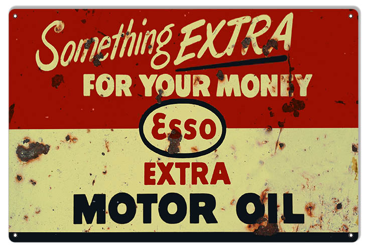 Gas Station Esso Extra Motor Oil Vintage Style Metal Sign 12 x 18