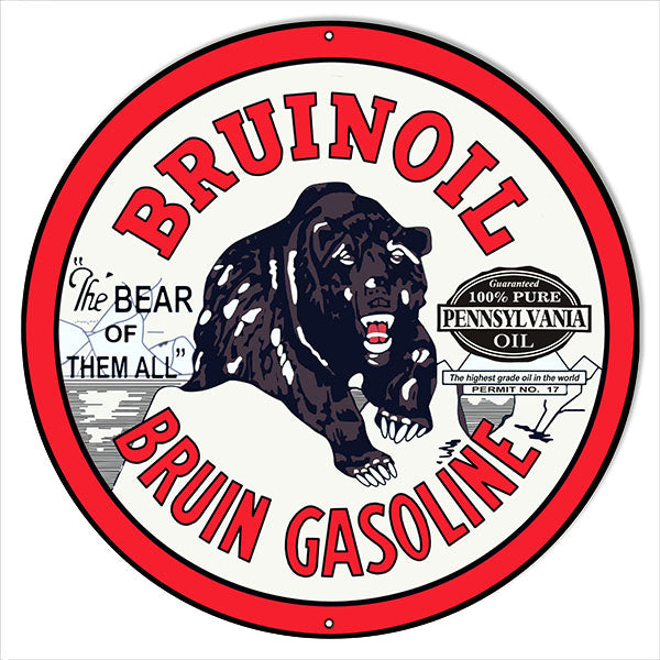 Bruin The Bear Of Gasoline Vintage Style Metal Sign 24 x 24