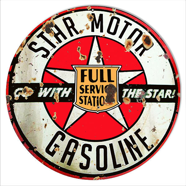 Go With Star Gasoline Vintage Style Metal Sign 14 x 14