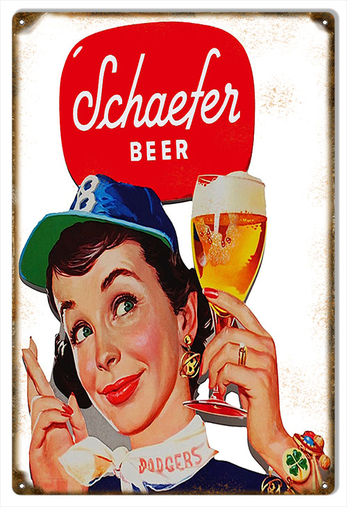 Schaefer Beer Dodgers Vintage Style Metal Sign 12 x 18