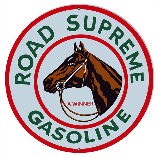 Road Supreme Gasoline Vintage Style Metal Sign 18 x 18