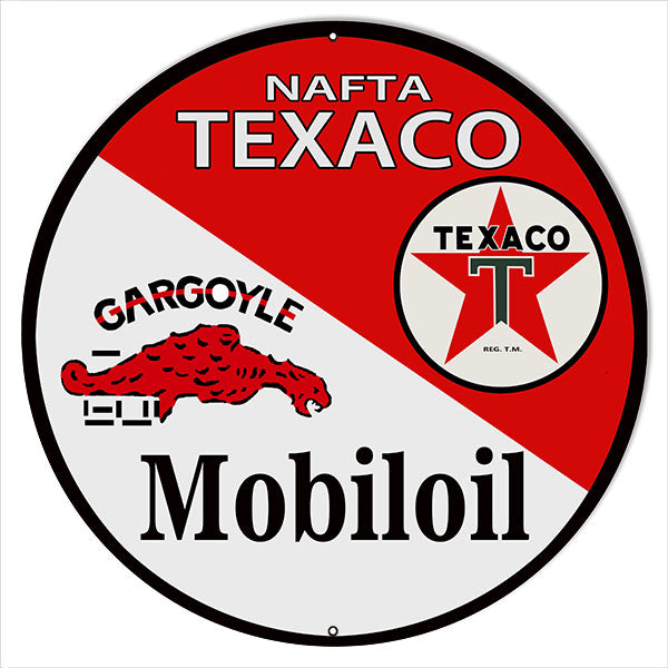 Texaco Mobiloil Vintage Style Metal Sign 18 x 18