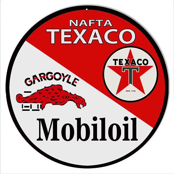 Nafta Texaco Mobiloil Vintage Style Metal Sign 14 x 14