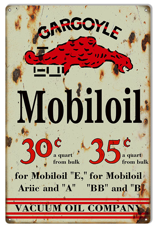 Gargoyle Mobiloil Vintage Style Metal Sign 12 x 18