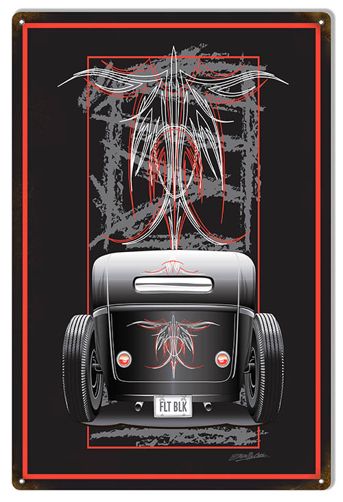 Hot Rod FLT BLK Automobile 12x18