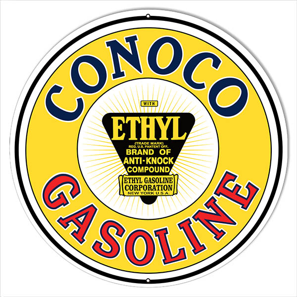 Yellow Conoco Gasoline Motor Oil Vintage Style Metal Sign 18 x 18