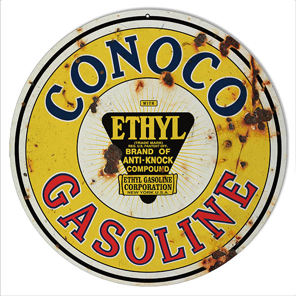 Yellow Conoco Gasoline Motor Oil Vintage Style Metal Sign 14 x 14