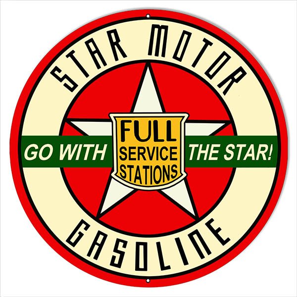 Go With Star Gasoline Motor Oil Vintage Style Metal Sign 18 x 18
