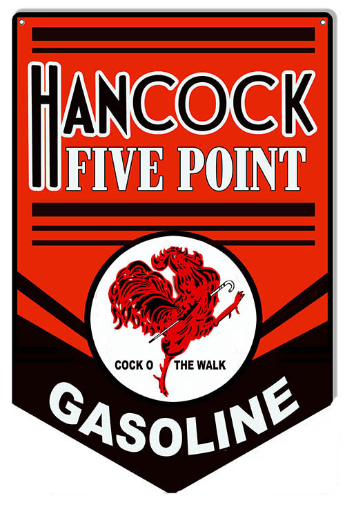 Hancock Five Point Gasoline Motor Oil Vintage Style Metal Sign 12 x 18