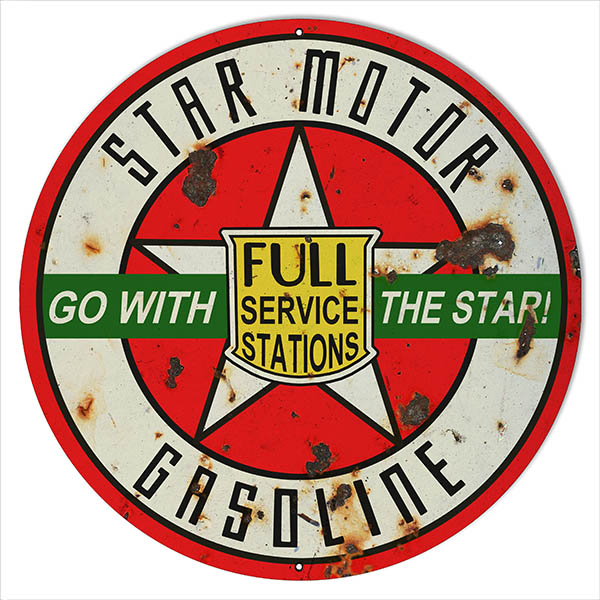 Green Go With Star Gasoline Vintage Style Metal Sign 18 x 18