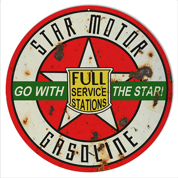 Green Go With Star Gasoline Motor Oil Vintage Style Metal Sign 14 x 14