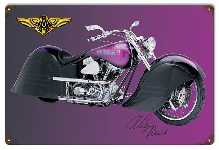 Purple Motorcycle. Vintage Style Metal Sign 12 x 18