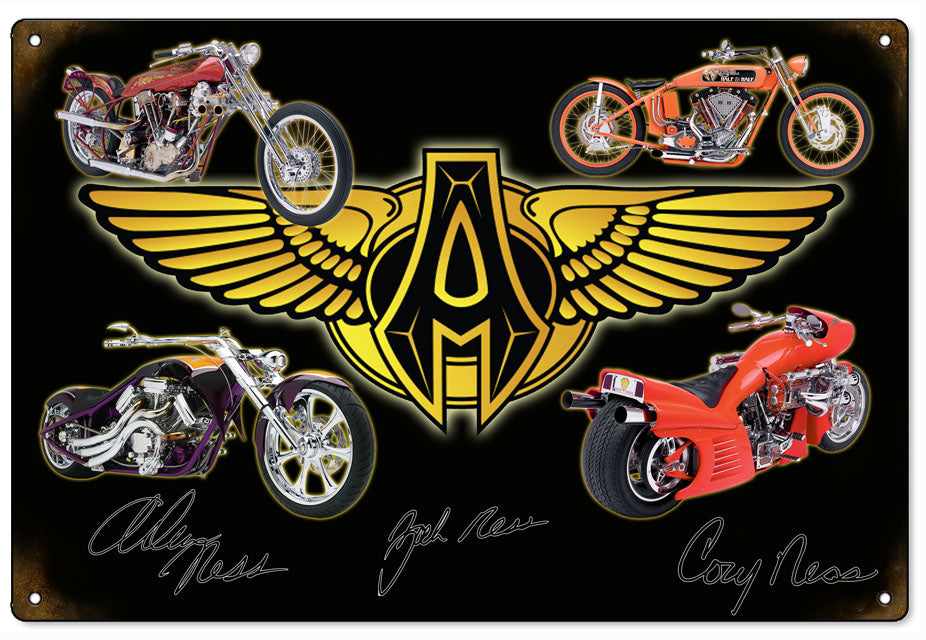 Three Generations Custom Motorcycle Vintage Style Metal Sign 12 x 18