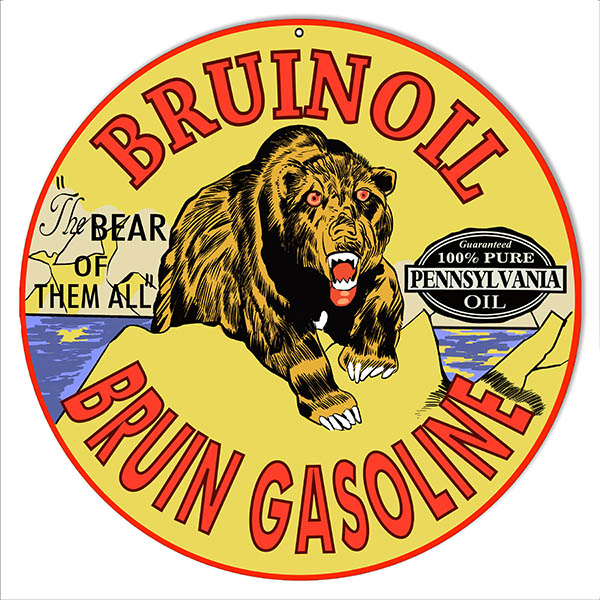 The Bear Bruin Oil And Gasoline Motor Oil Vintage Style Metal Sign 14 x 14