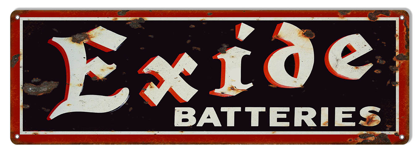 Exide Batteries Gas Station Vintage Style Metal Sign 6 × 18