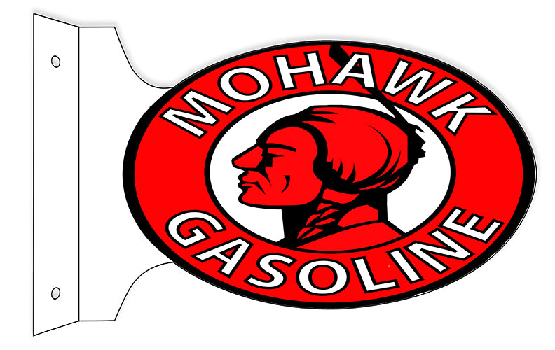 Mohawk Gasoline Double Sided Flange Vintage Style Metal Sign 12 × 18
