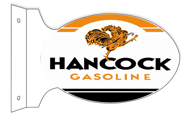 Hancock Gasoline Double Sided Flange Vintage Style Metal Sign 12 × 18