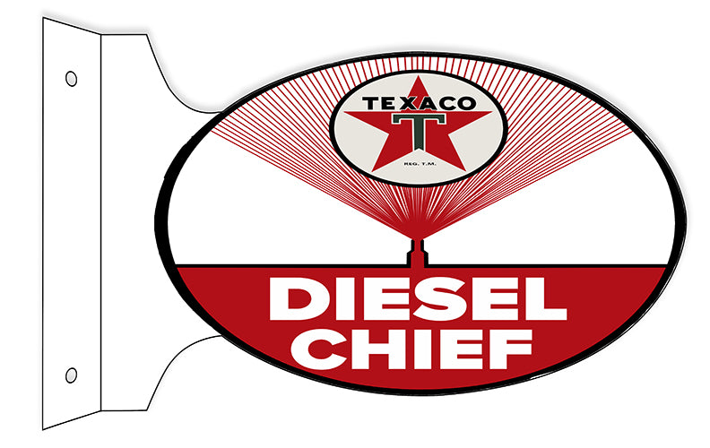 Texaco Diesel Gasoline Double Sided Flange Vintage Style Metal Sign 12 × 18